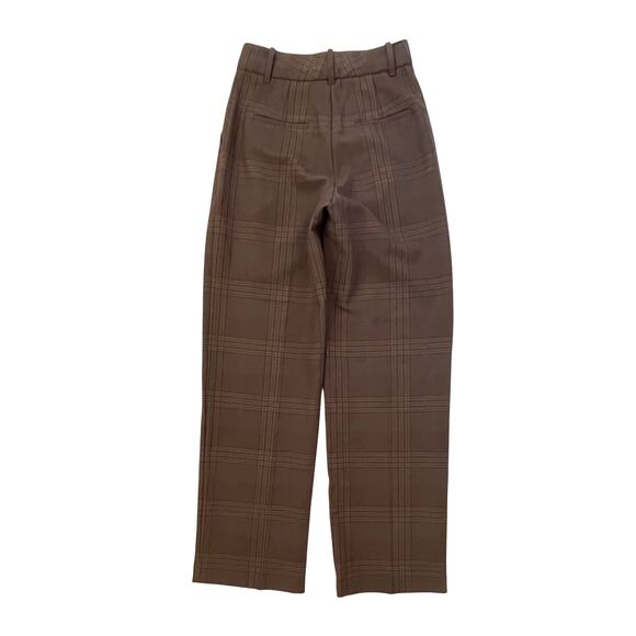Aritzia Wilfred The Effortless Pant - Brown Plaid - Wide Leg Trouser - Size 2 - Picture 2 of 6